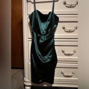 Emerald Green Satin Dress